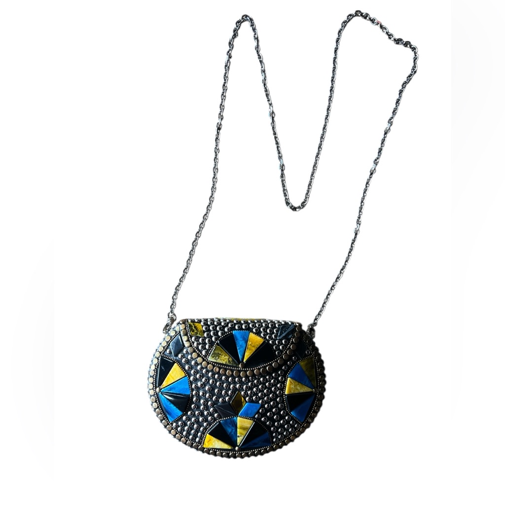 Stylish Blue And Yellow Women's Bag